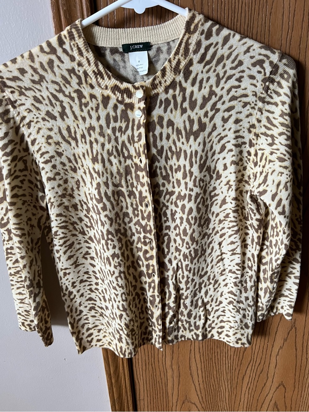 Vintage J. Crew Women's Leopard Print Wool Cardigan  - M - Picture 4 of 8